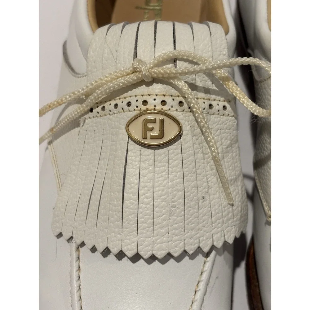 FootJoy‎ Classics Kiltie Golf Shoes 8C Softspikes Vintage Gold FJ Medallion RARE